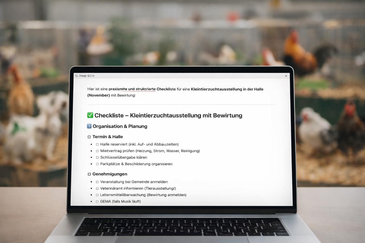 ChatGPT erstellt eine Veranstaltungs-Checkliste