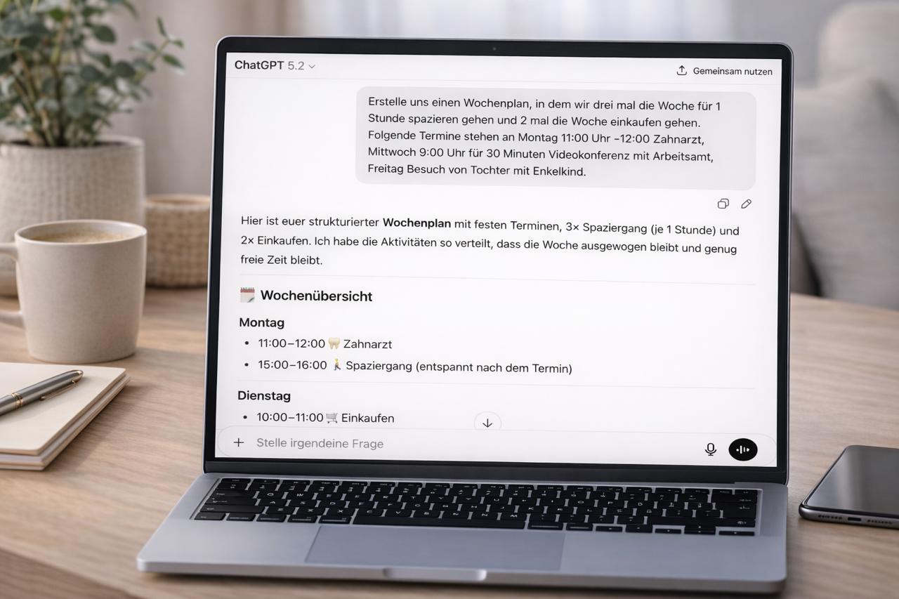 ChatGPT erstellt einen strukturierten Wochenplan