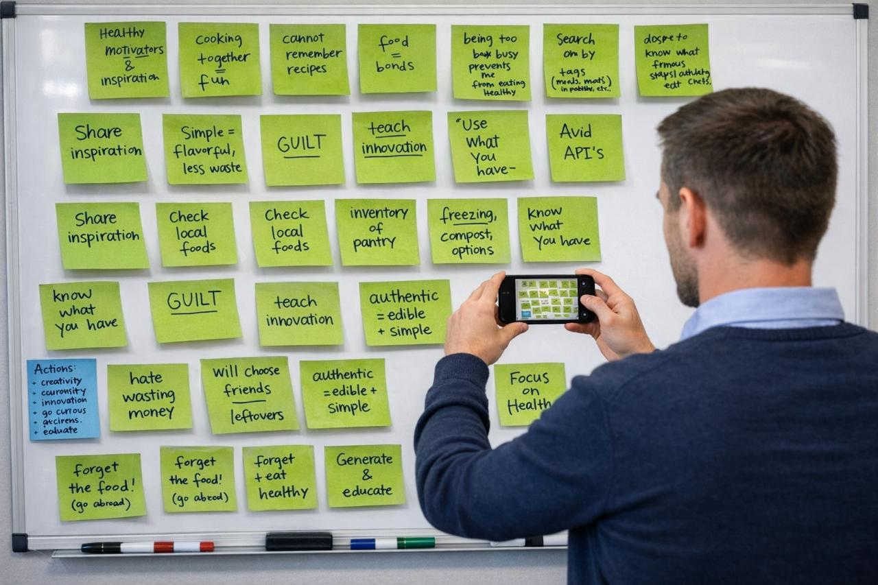Whiteboard mit Post-its abfotografieren